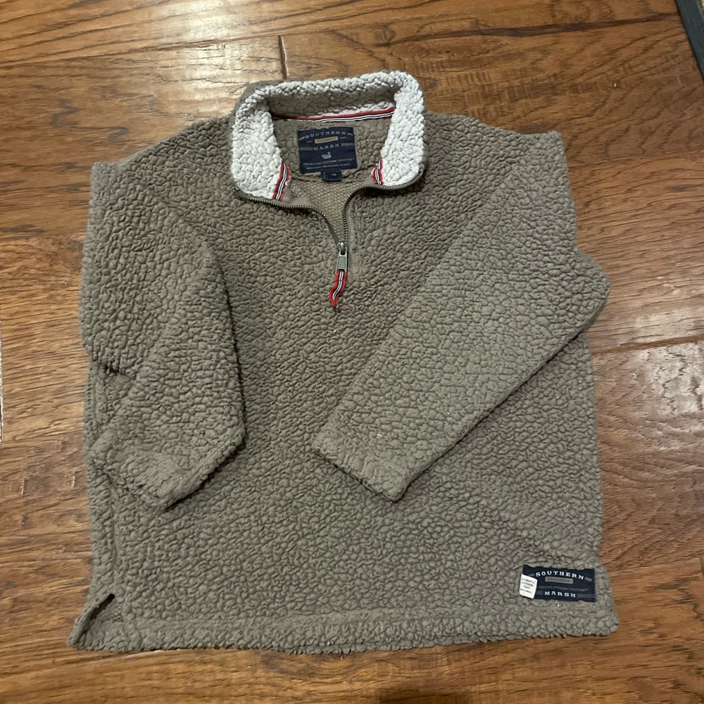 Southern Marsh Men's Tan Sherpa Zip Up Sweater